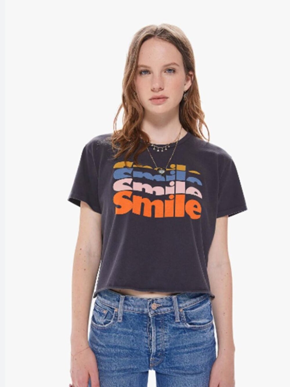 Size L Mother The Rowdy Cutoff Smile Tee